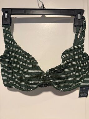 Abercrombie & Fitch Green and White Striped Bikini Top (Curve Love)